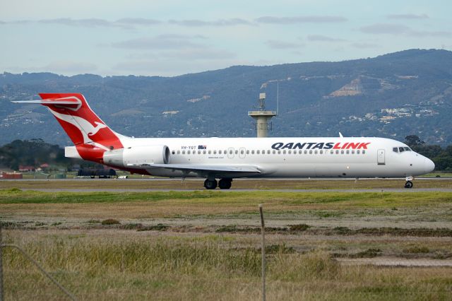 Boeing 717-200 (VH-YQT) - On taxiway heading for take-off on runway 05. Thursday, 8th May 2014.