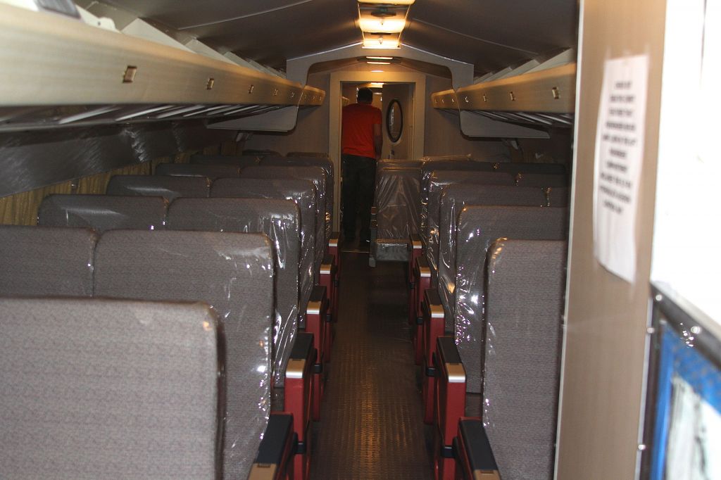 — — - Interior of a deHavilland D.H. 106 Comet MK.46  undergoing restoration at the Museum Of Flight Restoration Center 