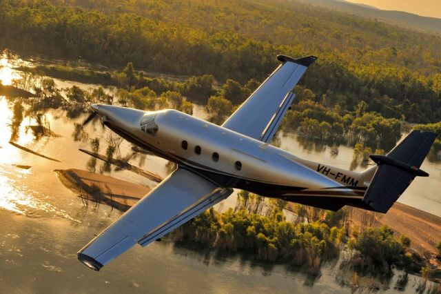 Pilatus PC-12 (VH-FMM) - Stunning shot of PC12 over the Ord River in Western Australia