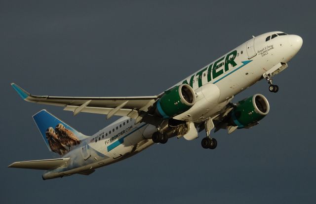 Airbus A320neo (N371FR) - After being cloudy the whole day, the sun finally decided to break through the bottom and shine. What gorgeous lighting!