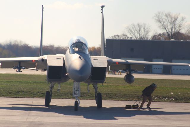 McDonnell Douglas F-15 Eagle (AFR8045) - "Wheel Chock Removal" for this Oregon ANG F-15E Strike Eagle.