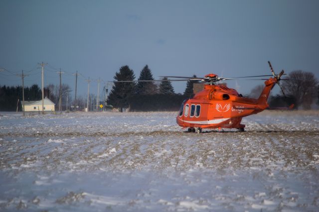 BELL-AGUSTA AB-139 (C-GYNL) - Ornge air ambulance at a head-on crash in Chatham-Kent, Ontario, Canada on January 9 2015.