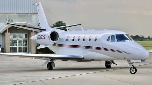 Cessna Citation Excel/XLS (N575QS) - “Execjet 575” pulling out of the FBO after being diverted from MDW due to weather/fuel. br /br /EJA575. N575QS. 2007 Cessna 560XL Citation XLS. NetJets. KVPZ. 5/31/23. 