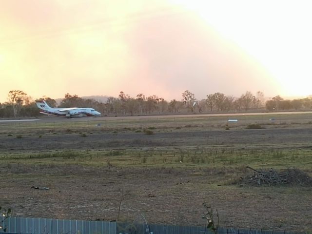 Avro Avroliner (RJ-85) (BMBR166) - BMBR166 taking off on runway 33 at Rockhampton during the bushfire emergency