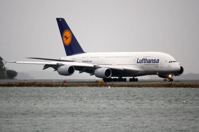 Airbus A380-800 (D-AIMC) - Diverted to Boston from JFK due to severe weather. (10/29/11)