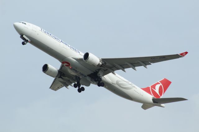 Airbus A330-300 (TC-JOB) - A Turkish Airlines A330-300 taking off from LHR on runway 27L.br /br /Location: Heathrow T5 Planespotting Point.br /Date: 12.10.22 (dd/mm/yy).