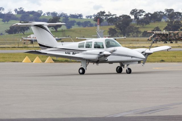 Beechcraft Duchess (VH-DVF) - Goair Products (VH-DVF) Beechcraft 76 Duchess taxiing at Wagga Wagga Airport.