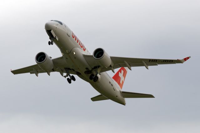 Bombardier CS100 (HB-JBB) - The gear coming up as SWR391 departs back to Zurich with the CS100 a regular on the flight, JBB seemingly having replaced JBA.