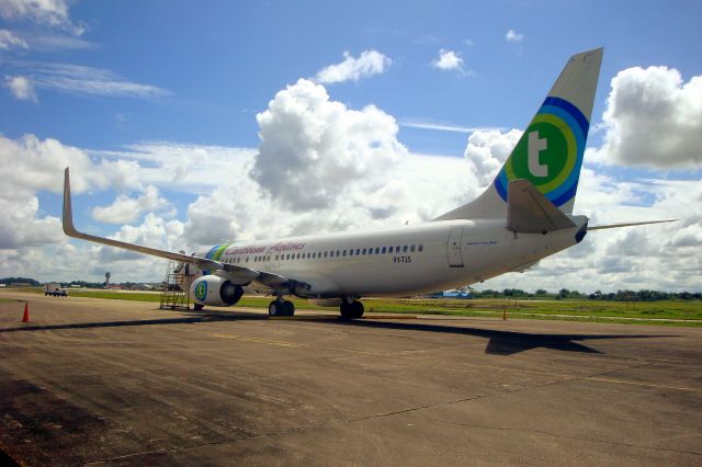 Boeing 737-800 (9Y-TJS) - 9Y-TJS @ the Blast Fence (leased from Transavia)