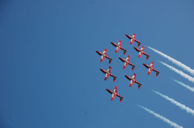 — — - The Snowbirds fly over Niagara Falls on May 29, 2013