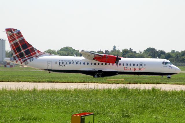 ATR ATR-72 (G-LMTI) - Taxiing to depart rwy 09R on 19-May-24 operating flight LOG676 to  EGNS.