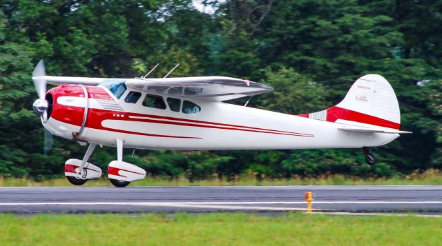 Cessna LC-126 (N9847A) - Taking off!  One wheel just starting to come up.  Very nice to see a classic tail dragger doing its thing.