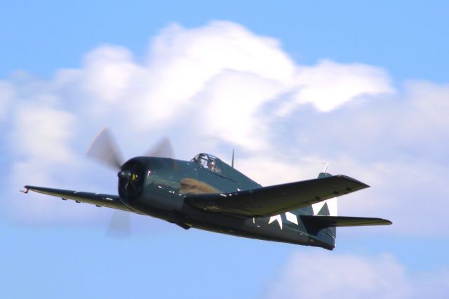 Grumman G-50 Hellcat — - Grumman F-6F Hellcat "Death & Destruction" on a clean / fast pass at Oshkosh '22. 