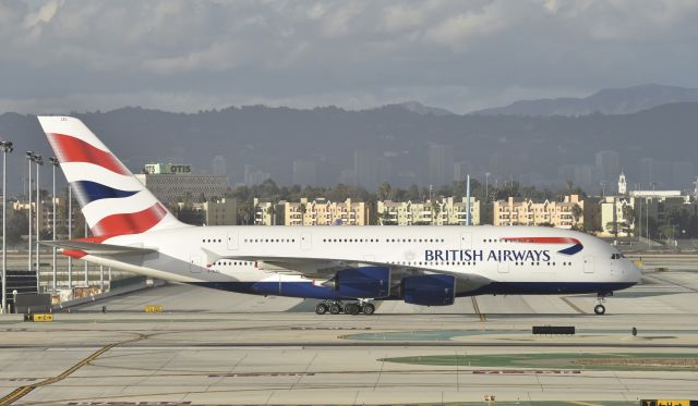 Airbus A380-800 (G-XLEL) - Taxiing to gate at LAX