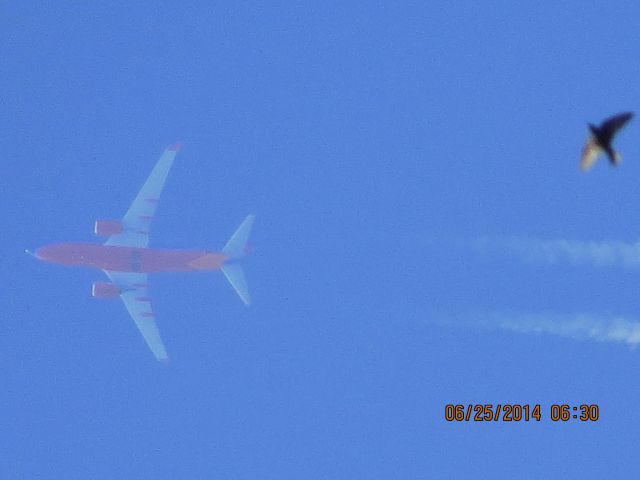 Boeing 737-800 (N209WN) - SOUTHWEST AIRLINES FLIGHT 1501 FROM SDF TO LAS OVER BAXTER SPRINGS KS AT 38,000 FEET.