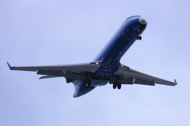 Canadair Regional Jet CRJ-700 (N519LR) - Taken from Veterans Memorial Bridge, Portland, ME; landing at KPWM from KIAD.