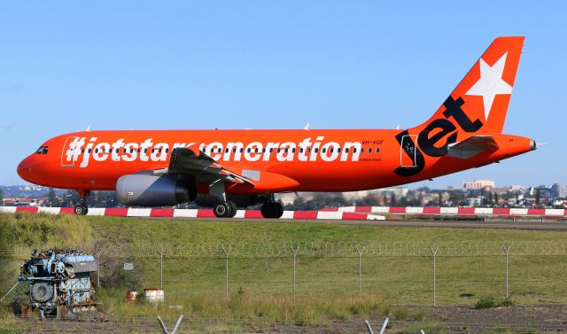 VH-VGF — - Jaffa taxing past wearing the jetstar generation colours. taken at the mound with a 70-200mm