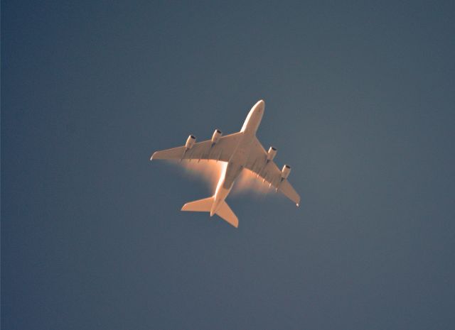 Airbus A380-800 — - Lufthansa A380 over upper Manhattan, NYC en-route to KJFK.