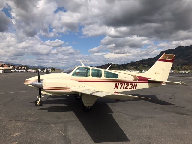 Beechcraft 55 Baron (N7123N) - Refueling at Santa Paula