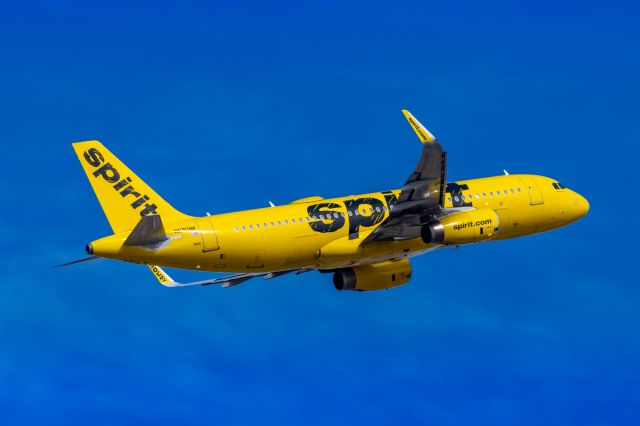 Airbus A320 (N692NK) - A Spirit Airlines A320 taking off from PHX on 2/3/23. Taken with a Canon R7 and Tamron 70-200 G2 lens.