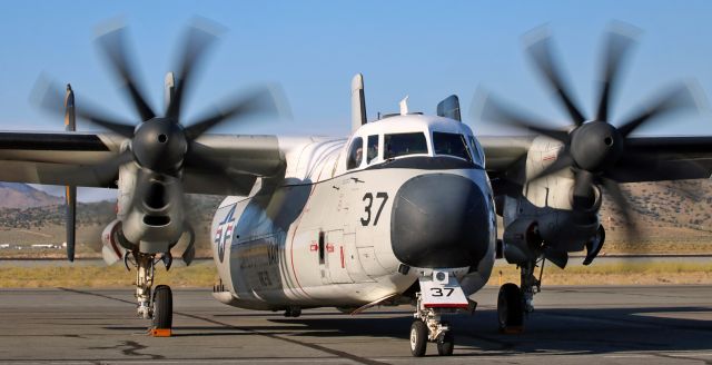 Grumman C-2 Greyhound (16-2141) - A VRC-30 "Providers" Grumman C-2A Greyhound (162141) has just been chocked and is about to shut down after landing at Reno Stead Airport (KRTS) to be positioned as a static display at the 2019 National Championship Air Races. VRC-30 (Fleet Logistics Support Squadron Three Zero) is (home) based at NAS North Island, San Diego, CA. 