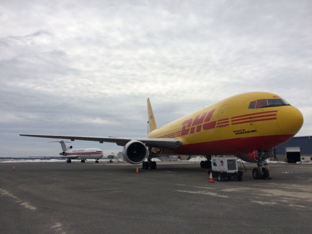 BOEING 767-200 (N655GT) - Atlas Air 767 parked in front of Kalitta Charters 727