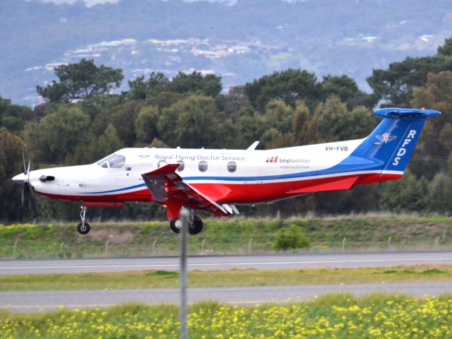Pilatus PC-12 (VH-FVB) - About to put down on runway 05. Thursday 12th July 2012.
