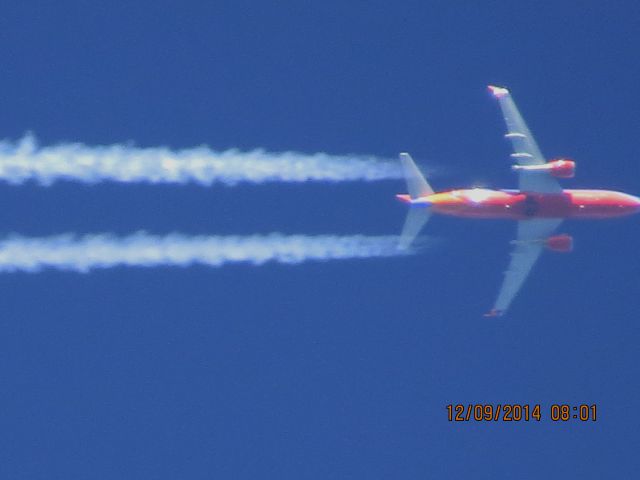 BOEING 737-300 (N648SW) - Southwest Airlines flight 310 from OKC to MDW over Baxter Springs Kansas (78KS) at 38,000 feet.