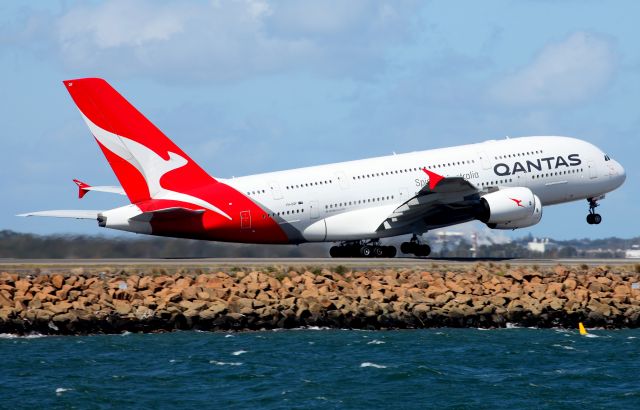 Airbus A380-800 (VH-OQF) - Lifting Off From Rwy 16R