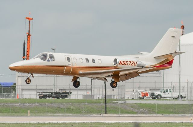 Cessna Citation II (N9072U) - He was in no hurry to put the tires on 17L as he glided well down the runway and limited his roll over to the general aviation portion of KAUS.