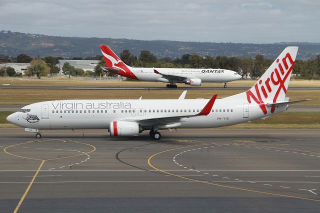 Boeing 737-800 (VH-YIS) - The newest addition to the Virign fleet making its 1st visit to Adelaide