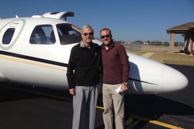 Eclipse 500 (FWR21) - TR with instructor Casey Jones (former Blue Angels Commander) after completion of EA-50S type rating, with new paper pilot certificate in hand