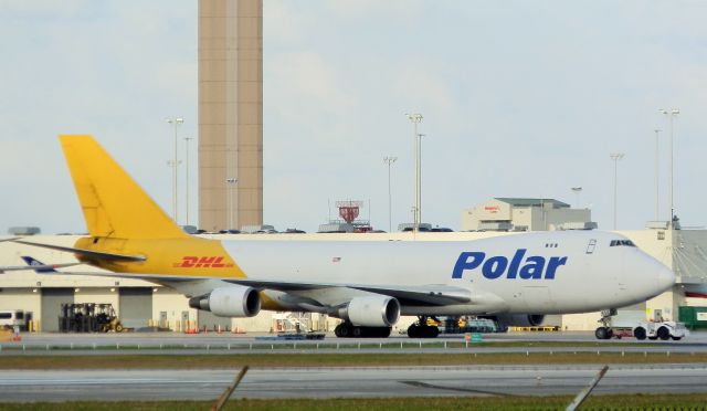 Boeing 747-400 (N454PA) - Being towed out of the Cargo Terminal!