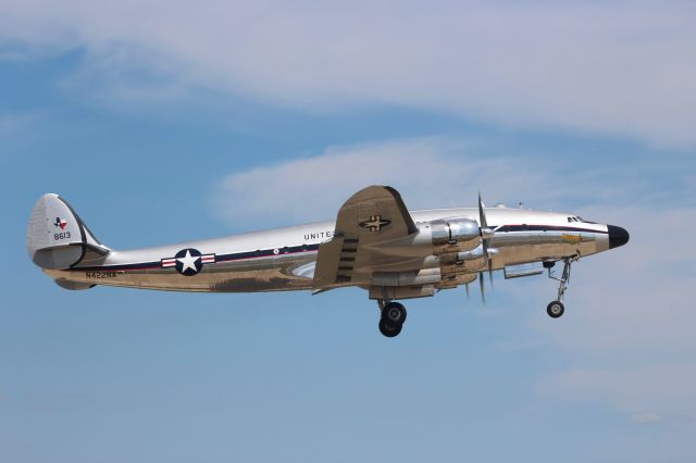 Lockheed EC-121 Constellation (N422NA) - Lockheed Constellation "Bataan" departs EAA Airventure Saturday afternoon 7-29-23 during the air show for an overnight stop in Madison, WI and onward to Chino, CA the next day..