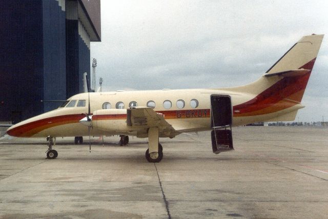 British Aerospace Jetstream 31 (G-BKUY) - Seen here in Jul-84.  Transferred to Germany 6-Mar-98 where it became D-CNRX then N430JV and YV186T for Sasca. Damaged beyond repair 13-Feb-08 at Los Roques.