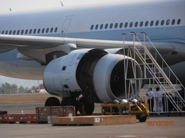 Airbus A330-300 (B-LAG) - Cathay Pacific B-LAG on the ground at Denpasar after an emergency landing. 