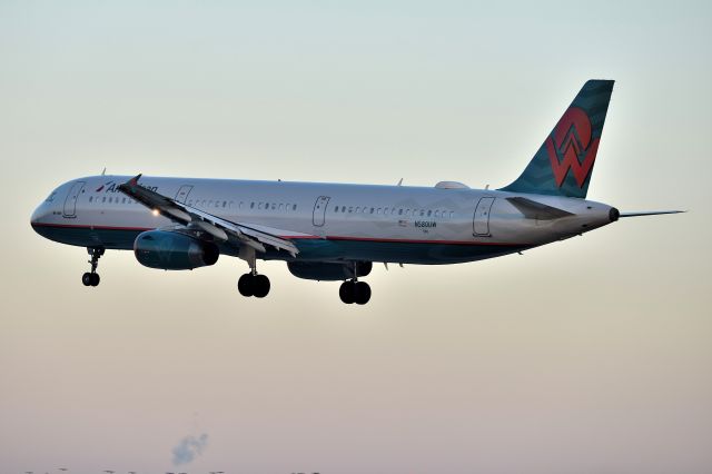 Airbus A321 (N580UW) - America West Heritage Colors. 5-L on 02-03-24 at dusk.