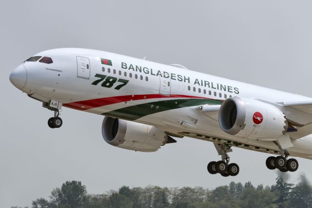 Boeing 787-8 (S2-AJS) - 18th August, 2018: Grazing past the greenery of Pacific Northwest for the madness of her new home in Dhaka as she set off on the delivery flight from Paine Field Boeing factory. "Aakashbeena" (Sky Melody in Bangla) is the first of four B788s to join the Bangladesh government operated airline fleet. (See a rel=nofollow href=http://www.planexplorer.net/Xploregallery/displayimage.php?pid=1482http://www.planexplorer.net/Xploregallery/displayimage.php?pid=1482/a  )