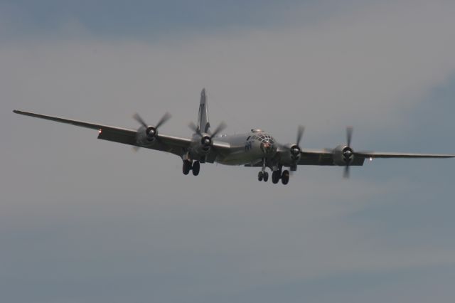Boeing B-29 Superfortress — - FIFI on Final at Outagamie County Airport Appleton, WI