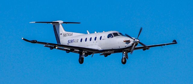 Pilatus PC-12 (N874SA) - N874SA Surf Air 2015 Pilatus PC-12/47E s/n 1574 - North Las Vegas Airport  KVGTbr /Photo: TDelCorobr /March 21, 2024