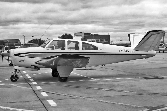 VH-AWC — - BEECH P35 BONANZA - REG VH-AWC (CN D-7227) - ESSENDON MELBOURNE VIC. AUSTRALIA - YMEN (18/6/1972)35MM B/W NEGATIVE SCANNED WITH A EPSON V700 PERFECTION FLATBED SCANNER.
