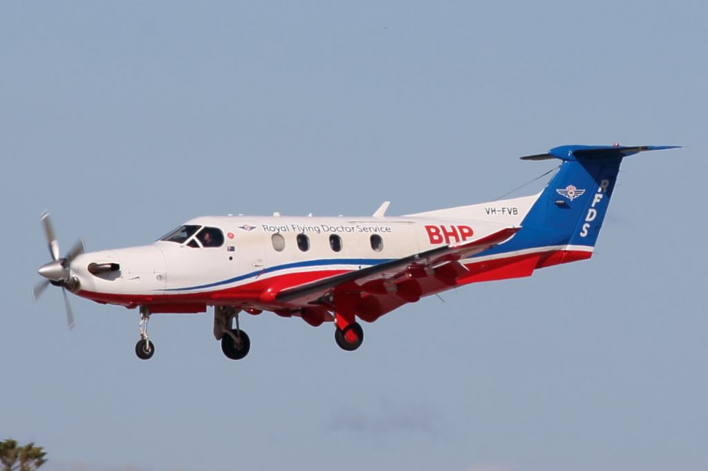 Pilatus PC-12 (VH-FVB) - On short finals to runway 05. Landing as FD840 from Alice springs.