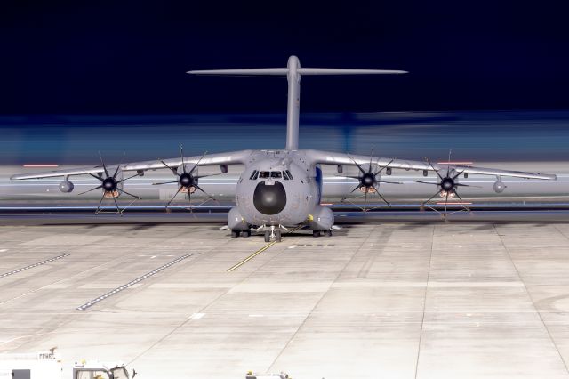 AIRBUS A-400M Atlas (N5443) - Tenerife Sur - Reina Sofia (TFS / GCTS) - Spainbr /br /Photo taken: October 16, 2024br /br /Operator: German - Air Forcebr /Type: Airbus A400Mbr /Registration: 54+43br /Serial: 131br / br /Category: Military Aircraft - Transport/Utility/Reconbr /Marked as: Dawn/dusk/night
