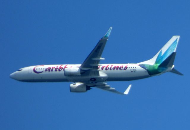 Boeing 737-800 (9Y-BGI) - Shown here is a Caribbean Air Boeing 737-8 a few minutes until landing in the Summer of 2016.