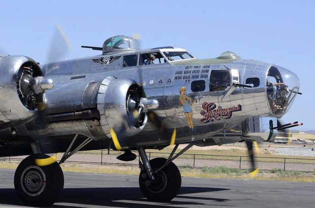 Boeing B-17 Flying Fortress (N9323Z) - Boeing B-17G Sentimental Journey taxis in following a revenue flight.