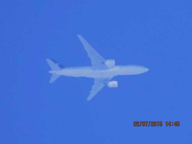 Boeing 777-200 (HZ-AKF) - Saudi Arabian Airlines flight 7020 from JFK to LAX over Southeastern Kansas at 36,000 feet.