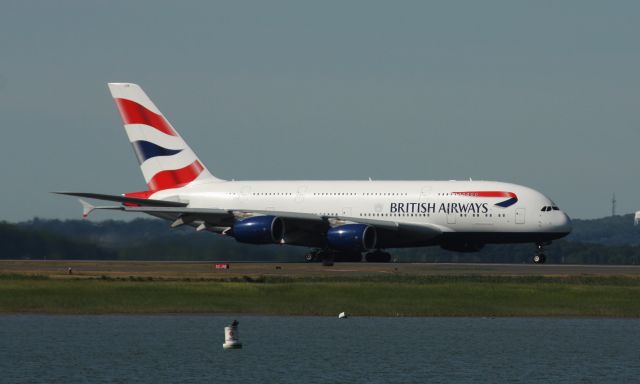 Airbus A380-800 (G-XLEB) - Medical diversion while operating LAX-LHR - first time the BA A380 has visited Boston Logan!