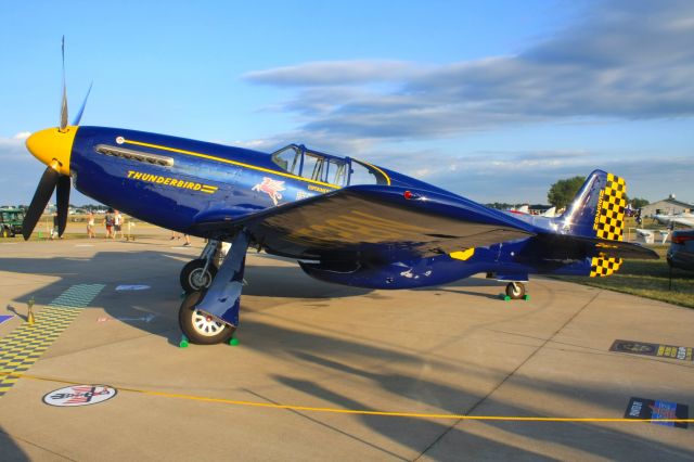 North American P-51 Mustang (N5528N) - The late afternoon sun illuminating Thunderbird. 