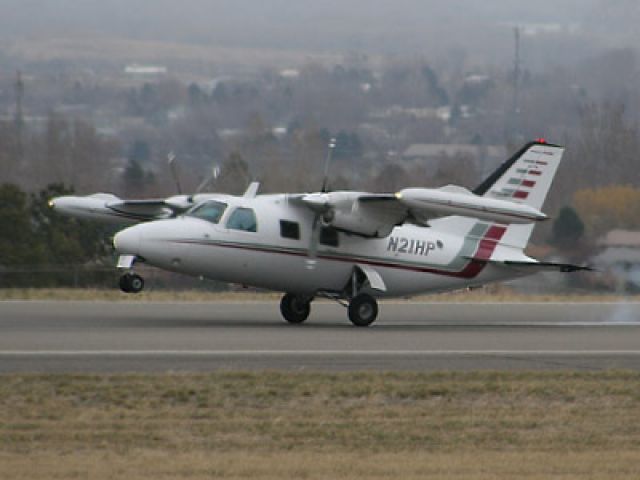 Mitsubishi MU-2 (N21HP) - Nice landing at Billings on a crappy day.