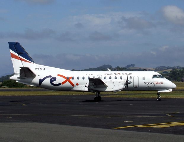 Saab 340 (VH-SBA) - Regional Express Saab 340B VH-SBA (304B-311) at Wynyard Airport, Tasmania on December 28, 2007 about 10 months before it was painted into the City of Wagga Wagga scheme.